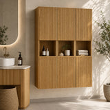Modern European furniture - 59" Golden Oak Modular Bathroom Storage Cabinet - www.oroa.com