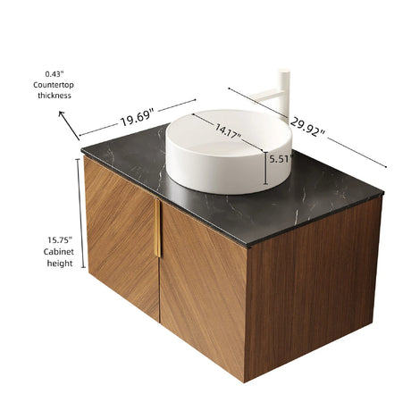 Oakwood Wall-Mounted Bathroom Vanity with Sink | OROA