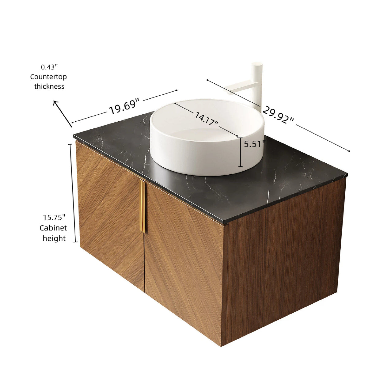Oakwood Wall-Mounted Bathroom Vanity with Sink | OROA
