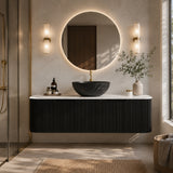 48" Matte Black Floating Bathroom Vanity with Stone Top | OROA