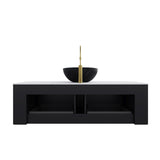 48" Matte Black Floating Bathroom Vanity with Stone Top | OROA