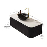 48" Matte Black Floating Bathroom Vanity with Stone Top | OROA