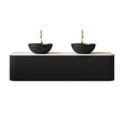 Modern European furniture - 60" Matte Black Floating Bathroom Vanity with Stone Top - www.oroa.com