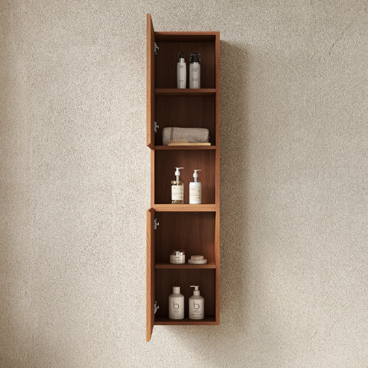 Modern European furniture - 59" Brown Oak Tall Bathroom Storage Cabinet - www.oroa.com 