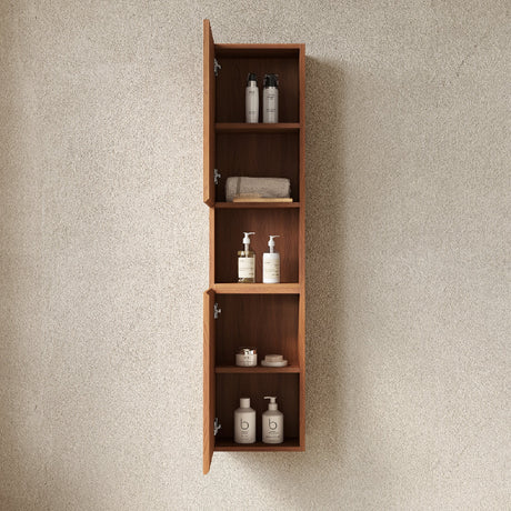 Modern European furniture - 59" Brown Oak Tall Bathroom Storage Cabinet - www.oroa.com 