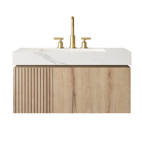Carrara White Sintered Stone Top Vanity with Sink | OROA