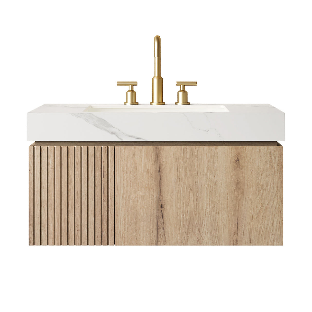 Carrara White Sintered Stone Top Vanity with Sink | OROA