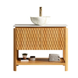 36" Natural Wood Bathroom Vanity with Vessel Sink | OROA