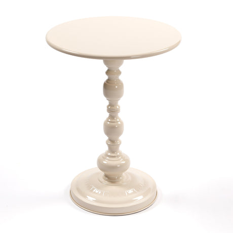 Modern European furniture - Vintage Cream White Metal Round Side Table - www.oroa.com