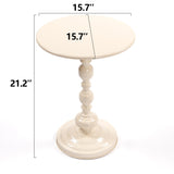 Modern European furniture - Vintage Cream White Metal Round Side Table - www.oroa.com