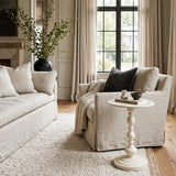 Modern European furniture - Vintage Cream White Metal Round Side Table - www.oroa.com