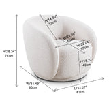 White Boucle Upholstered Swivel Barrel Accent Chair | OROA