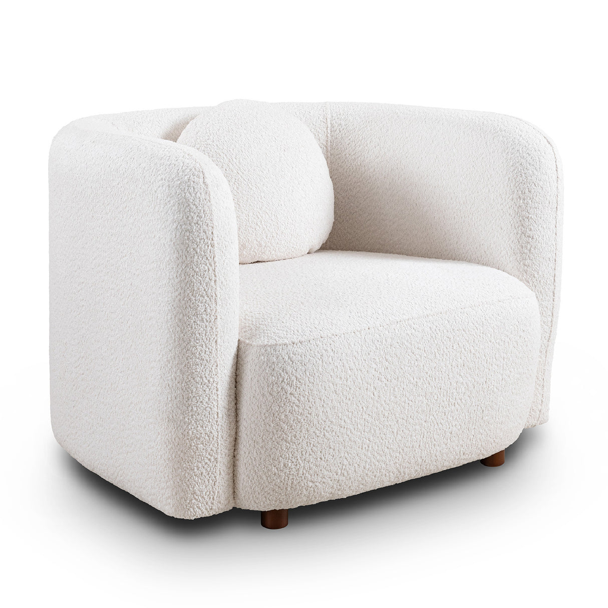 White Boucle Upholstered Barrel Chair | OROA