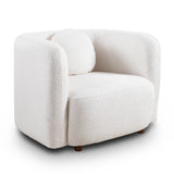 White Boucle Upholstered Barrel Chair | OROA