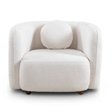 White Boucle Upholstered Barrel Chair | OROA