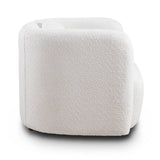 White Boucle Upholstered Barrel Chair | OROA