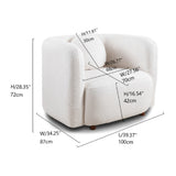 White Boucle Upholstered Barrel Chair | OROA
