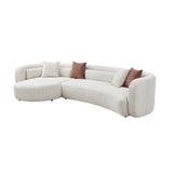 Light Beige Curved Boucle Sectional Sofa | OROA