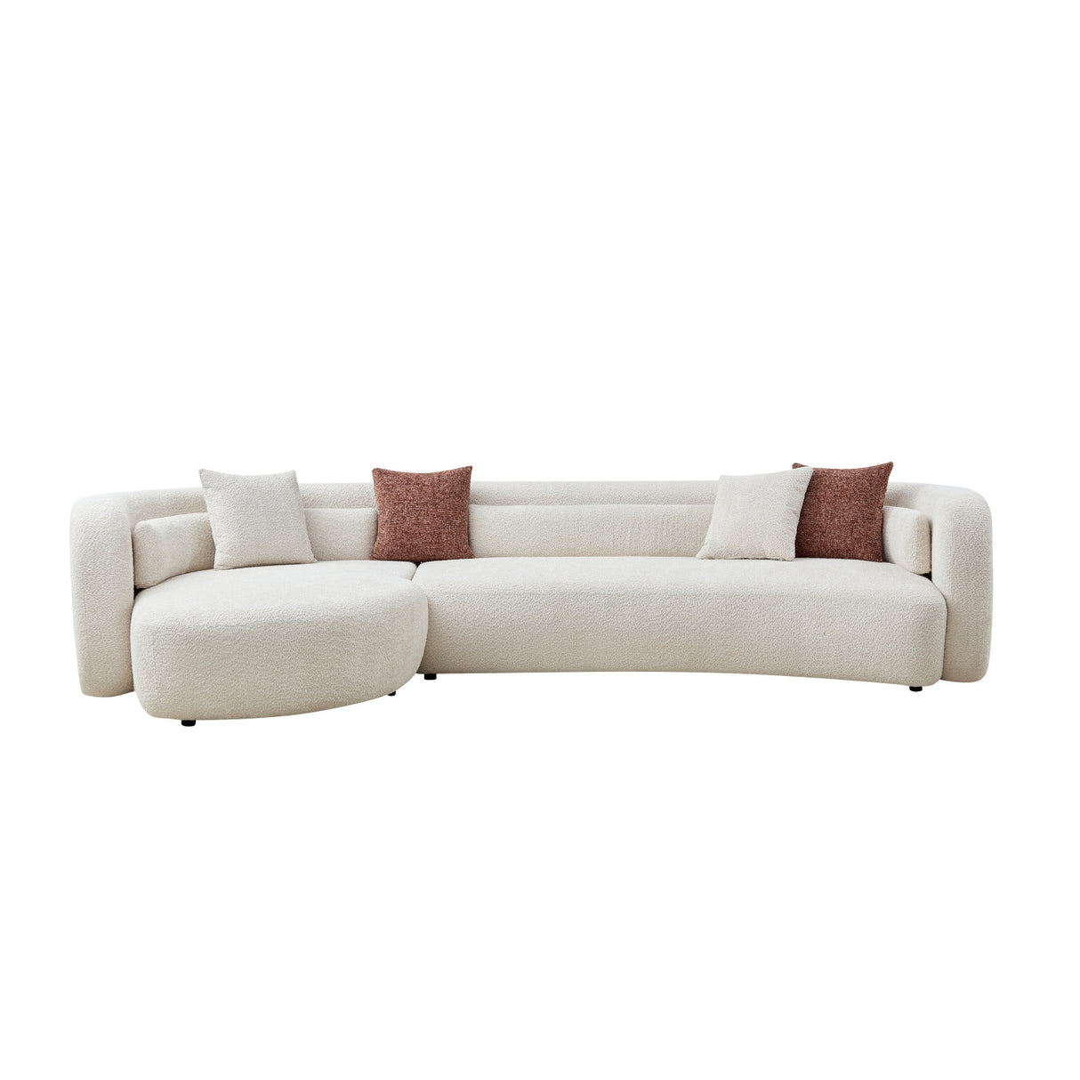 Light Beige Curved Boucle Sectional Sofa | OROA