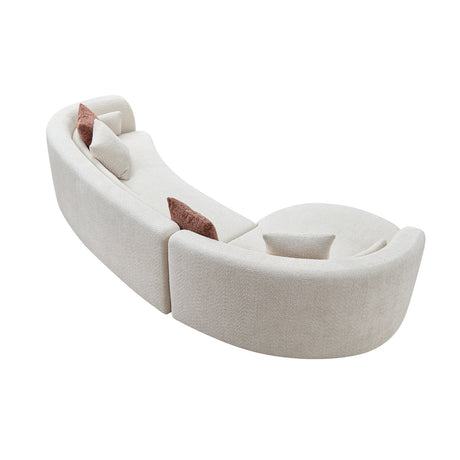 Light Beige Curved Boucle Sectional Sofa | OROA