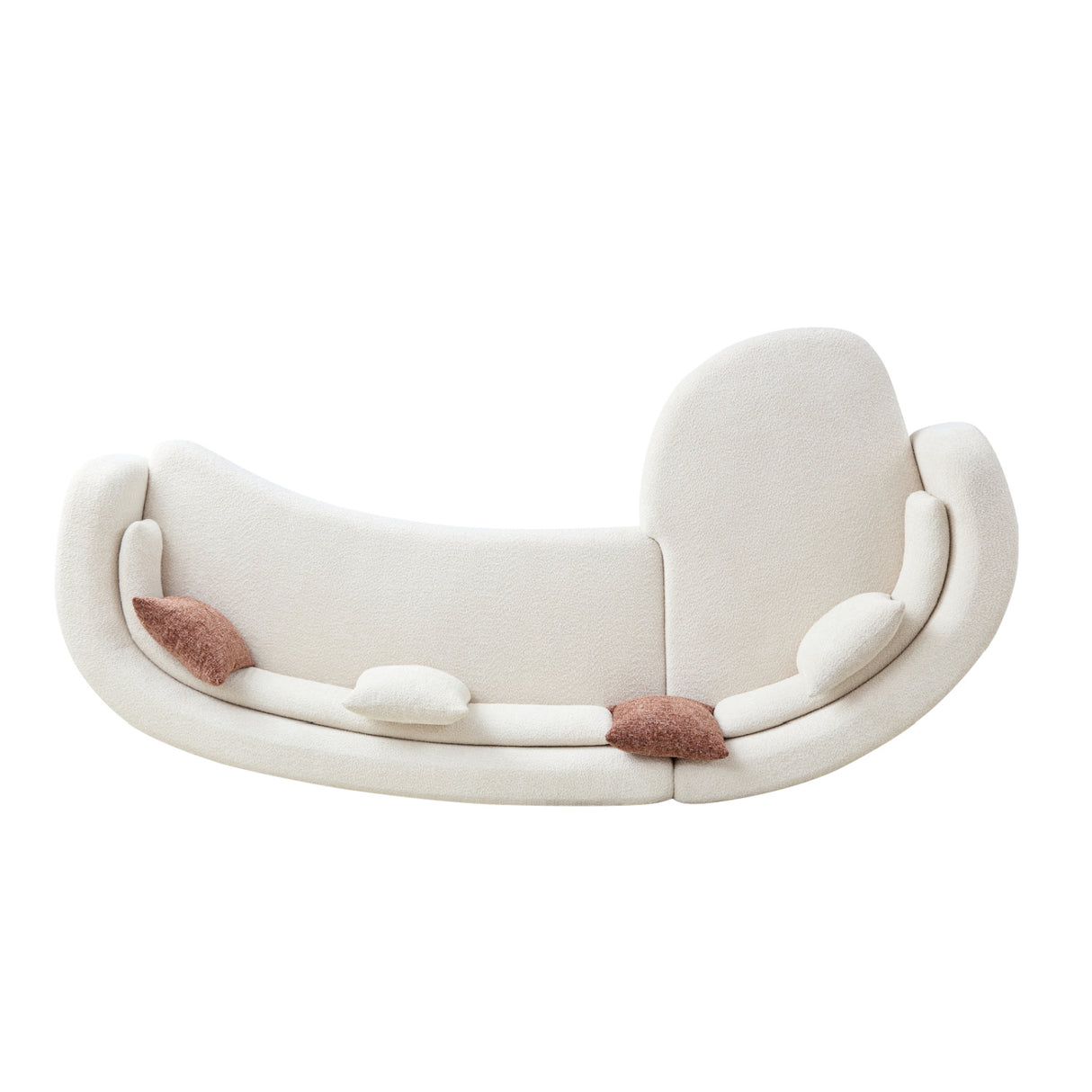 Light Beige Curved Boucle Sectional Sofa | OROA