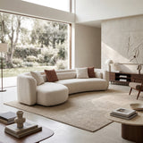 Light Beige Curved Boucle Sectional Sofa | OROA