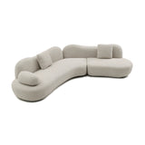 Modern European furniture - Beige Bouclé Curved Sectional Sofa - www.oroa.com