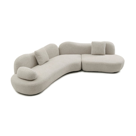 Modern European furniture - Beige Bouclé Curved Sectional Sofa - www.oroa.com