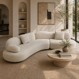 Modern European furniture - Beige Bouclé Curved Sectional Sofa - www.oroa.com