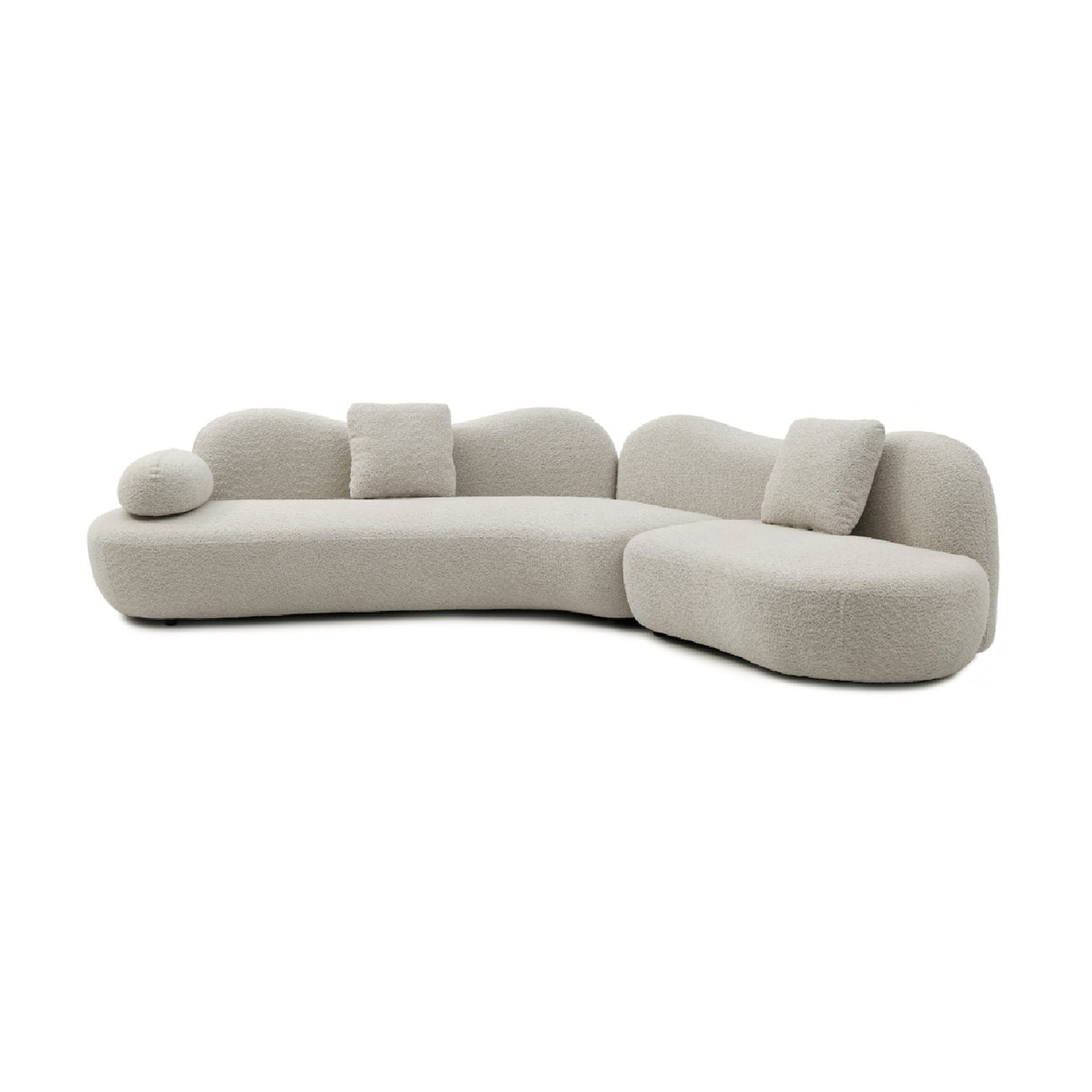Modern European furniture - Beige Bouclé Curved Sectional Sofa - www.oroa.com