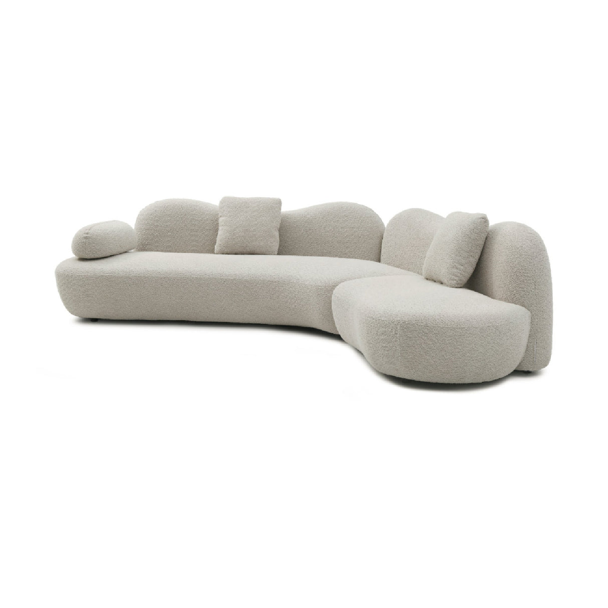 Modern European furniture - Beige Bouclé Curved Sectional Sofa - www.oroa.com