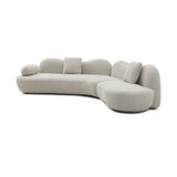 Modern European furniture - Beige Bouclé Curved Sectional Sofa - www.oroa.com