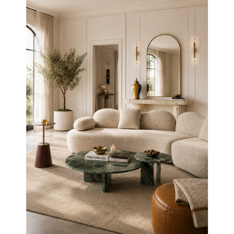 Modern European furniture - Beige Bouclé Curved Sectional Sofa - www.oroa.com