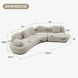 Modern European furniture - Beige Bouclé Curved Sectional Sofa - www.oroa.com