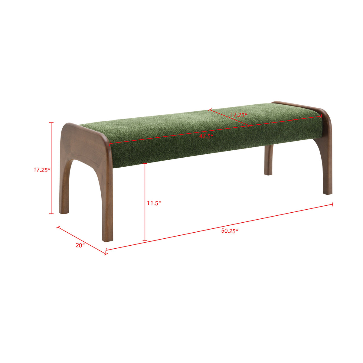 Modern European furniture - Modern Green Upholstered Long Bench - www.oroa.com