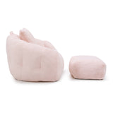 Fur Shell-Shaped Chair with Footstool | OROA