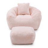 Fur Shell-Shaped Chair with Footstool | OROA