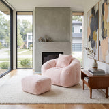 Fur Shell-Shaped Chair with Footstool | OROA