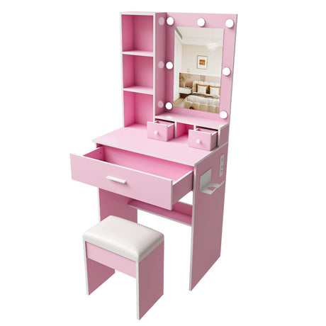 Pink Vanity Table with Mirror | OROA