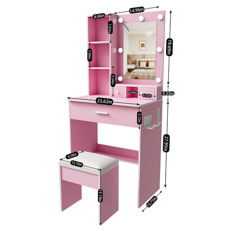 Pink Vanity Table with Mirror | OROA