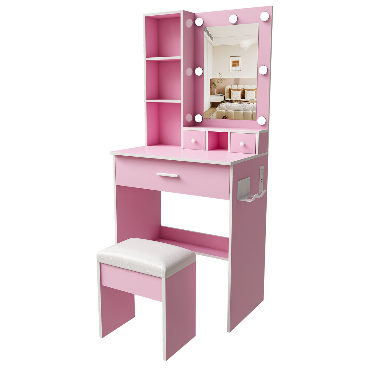 Pink Vanity Table with Mirror | OROA