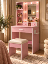 Pink Vanity Table with Mirror | OROA
