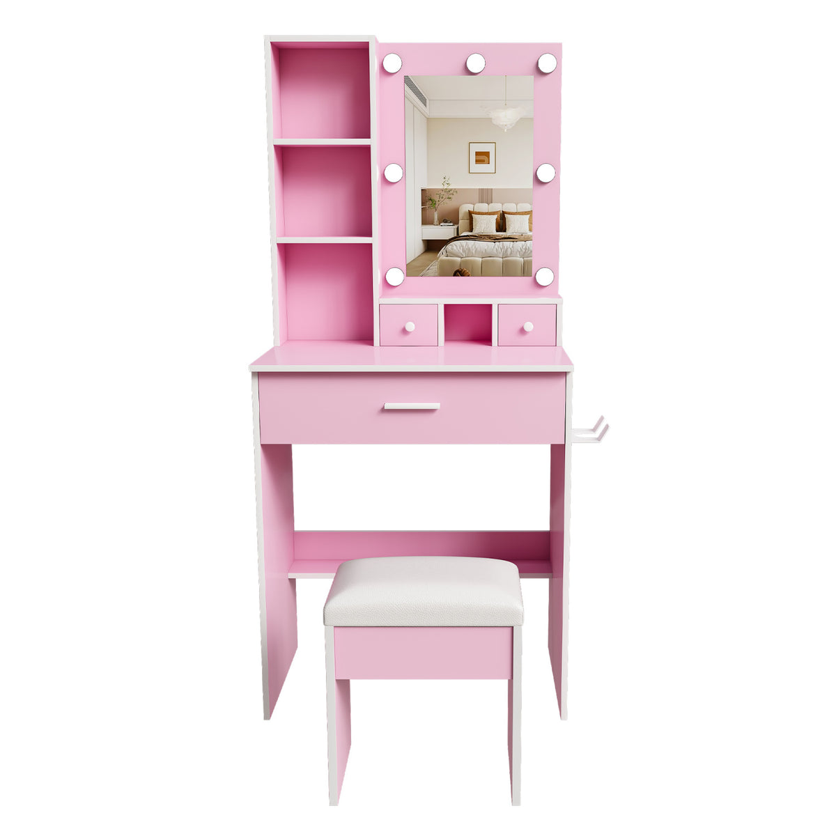 Pink Vanity Table with Mirror | OROA