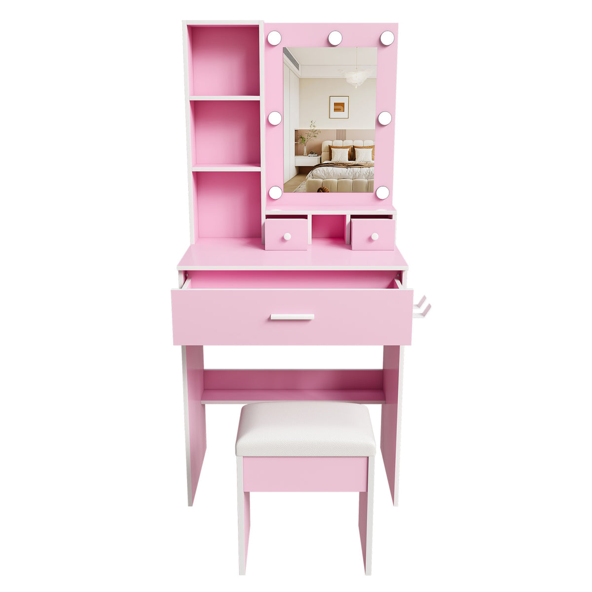 Pink Vanity Table with Mirror | OROA