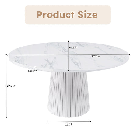Modern European furniture - Round White Marble Dining Table - www.oroa.com