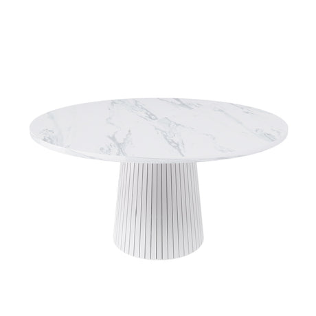 Modern European furniture - Round White Marble Dining Table - www.oroa.com