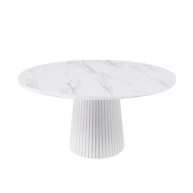 Modern European furniture - Round White Marble Dining Table - www.oroa.com