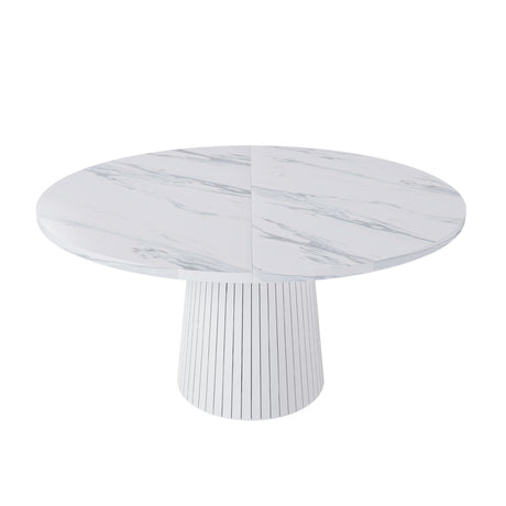 Modern European furniture - Round White Marble Dining Table - www.oroa.com