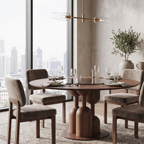 Modern European furniture - Wabi-Sabi Walnut Round Dining Table - www.oroa.com
