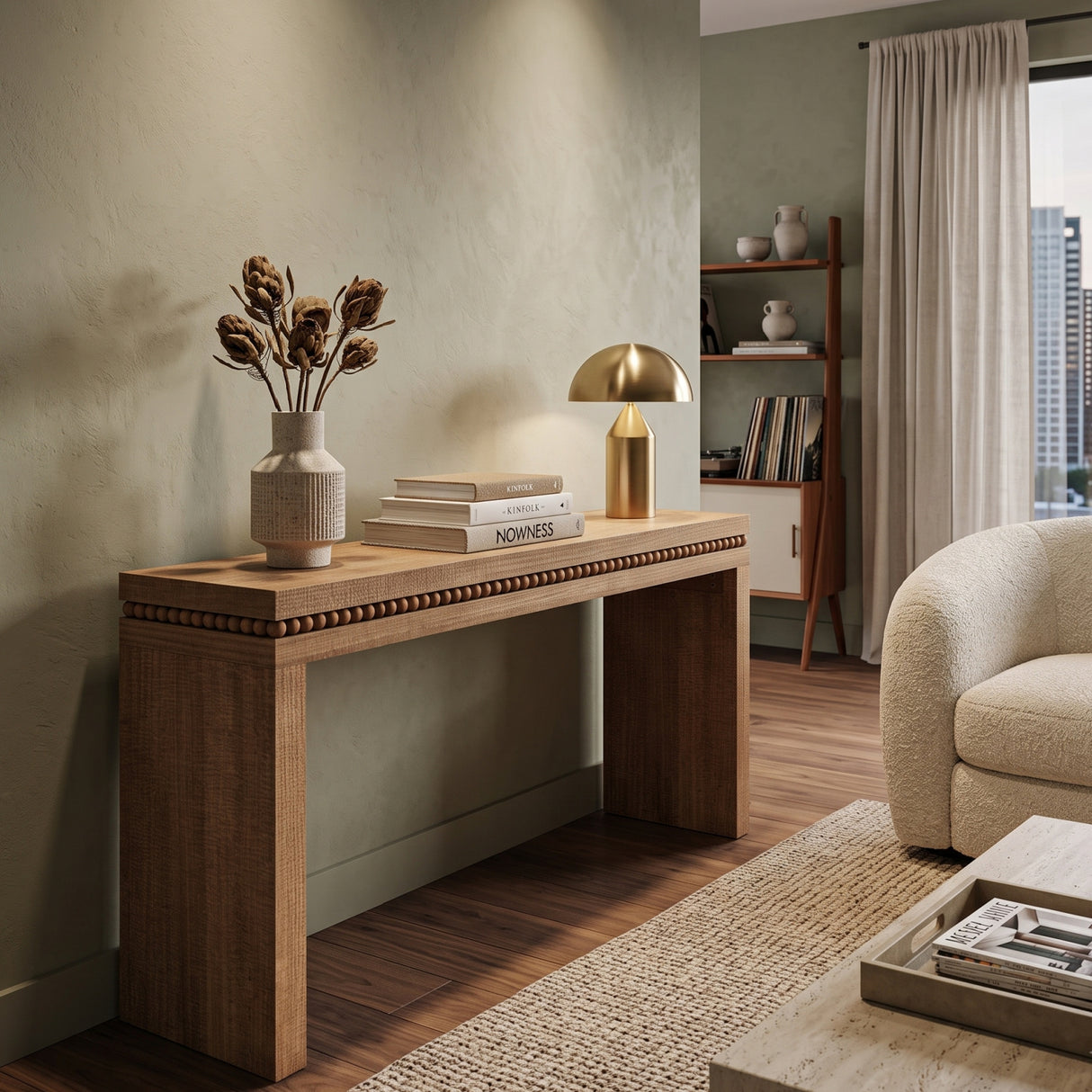 Beaded Accent Wood Console Table | OROA